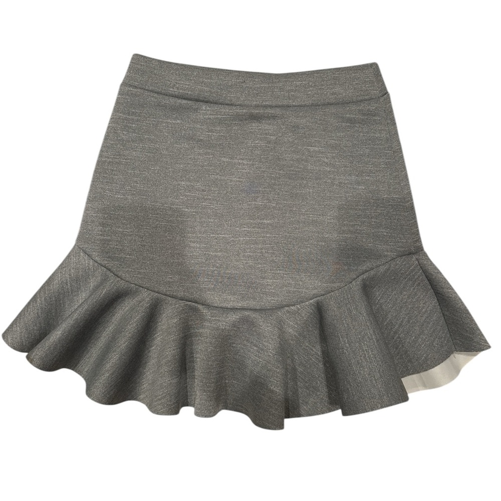 Ruffle-Hem Mini Skirt in Gray
